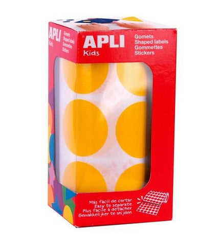 Apli Geel Cirkelvormige Stickers for creative activities, featuring bright yellow circular designs for playful crafting projects.