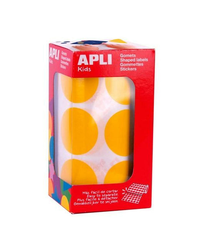 Apli Geel Cirkelvormige Stickers for creative activities, featuring bright yellow circular designs for playful crafting projects.