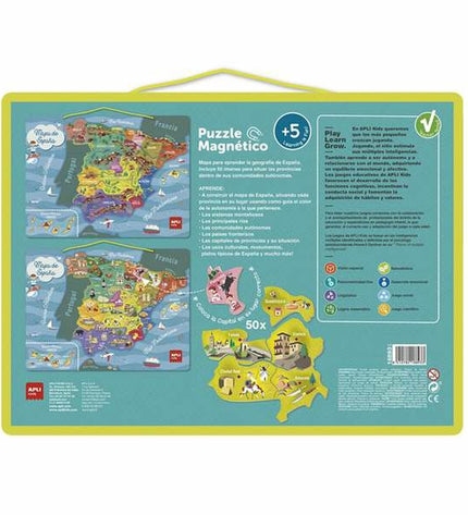 Apli Spanje magnetisch puzzel met 50 onderdelen, kleurrijk speelgoed en hersenkraker voor kinderen.