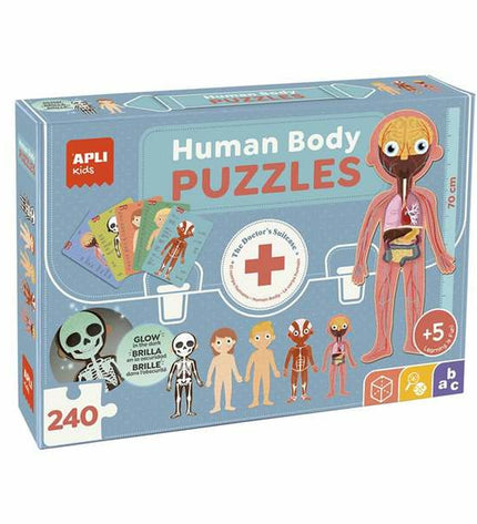 Apli Puzzel 19438 of a human body with 240 pieces, 35 x 75 x 24 cm, educational toy and puzzle for kids and adults.