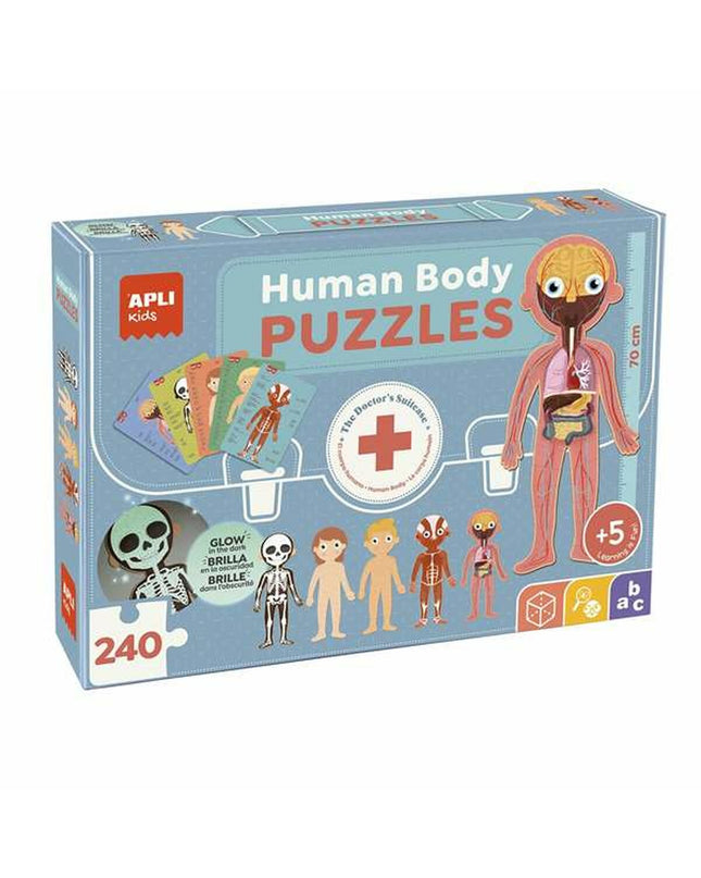 Apli Puzzel 19438 of a human body with 240 pieces, 35 x 75 x 24 cm, educational toy and puzzle for kids and adults.