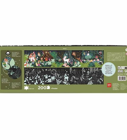 Apli Glow In The Dark Puzzle with 200 pieces, colorful interlocking puzzle parts for children’s brain games and fun.