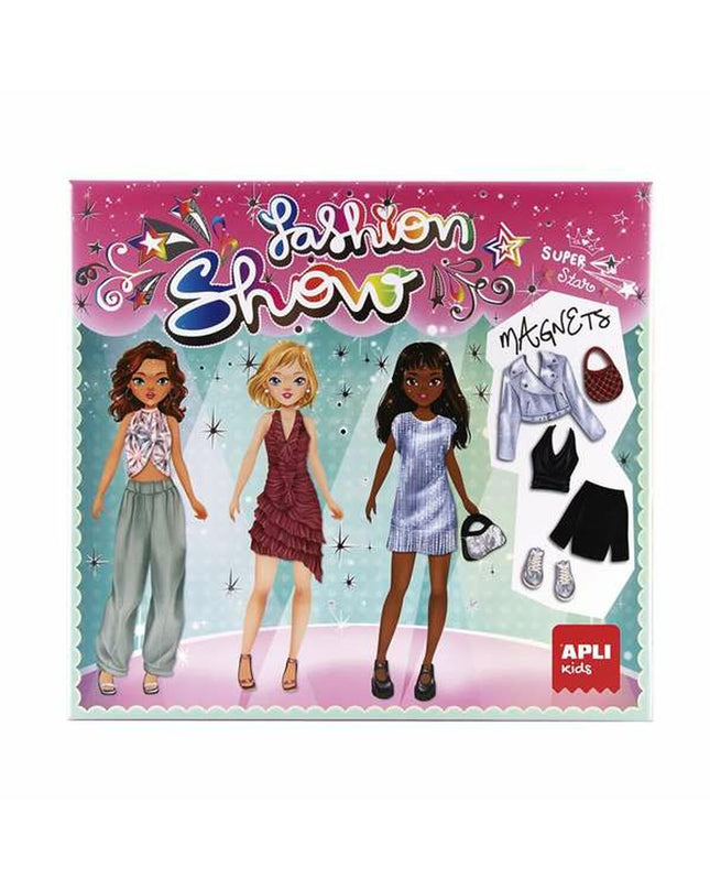Apli Magnetisch Spel speelgoed voor leren en onderwijs, colorful magnetic game with various shapes and pieces on a white background.
