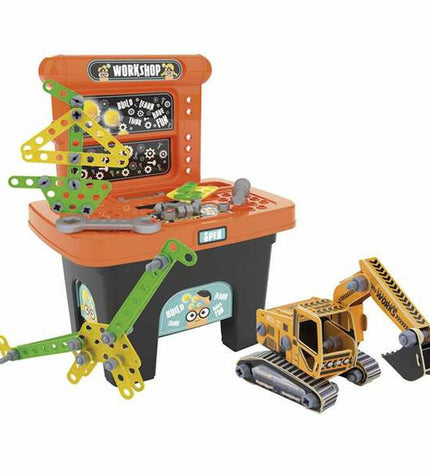 Chicos kids tool set in colorful toy workshop with various pretend tools and equipment, perfect for imaginative play.