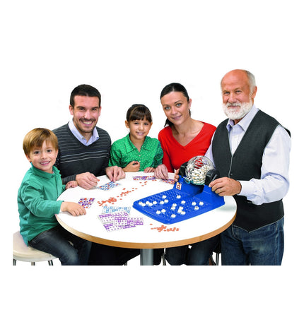 Chicos Automatische Bingo Chicos Deluxe toy game with 72 bingo cards, 30x42x23 cm, colorful plastic design for kids' entertainment.