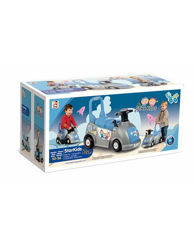 Blue Chicos Star Kids tricycle with sturdy frame, suitable for outdoor play, measuring 126 x 54 x 38 cm, designed for children.