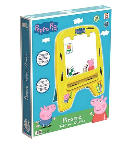 Peppa Pig magisch schoolbord in geel, 59x33x75 cm, speelgoed voor creatieve activiteiten, kleurrijk en kindvriendelijk design.