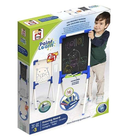 Chicos 2-in-1 kids' paint and learn board with colorful markers and educational drawings, ideal for creative activities and play.