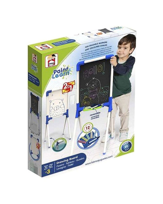 Chicos 2-in-1 kids' paint and learn board with colorful markers and educational drawings, ideal for creative activities and play.