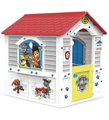 Colorful Paw Patrol playhouse for kids, measuring 84x103x104 cm, made of durable plastic for outdoor play.