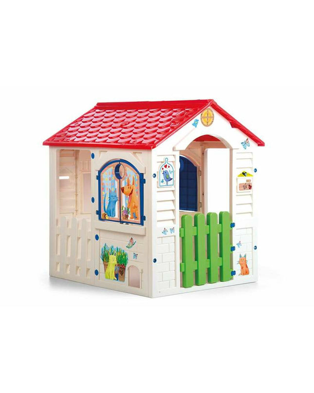 Chicos Country Cottage playhouse for children, outdoor toy house with windows and door, ideal for kids' outdoor play and imagination.