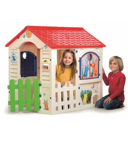 Chicos Country Cottage children’s playhouse, 84x103x104 cm, wooden toy house with windows and door, outdoor play for kids