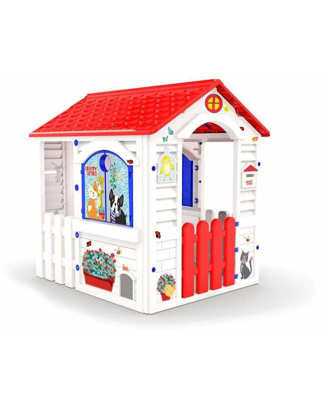 Chicos children's playhouse in country style, 84x103x104 cm, made of colorful wood with open windows and door for outdoor play.