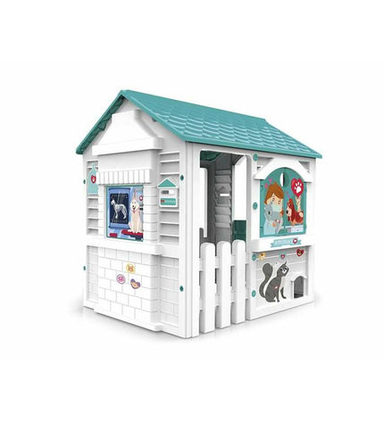 Chicos speelgoedhuis voor kinderen met dierenarts thema, 84x103x104 cm, in kleurrijk ontwerp met dierfiguren en speelgoed accessoires