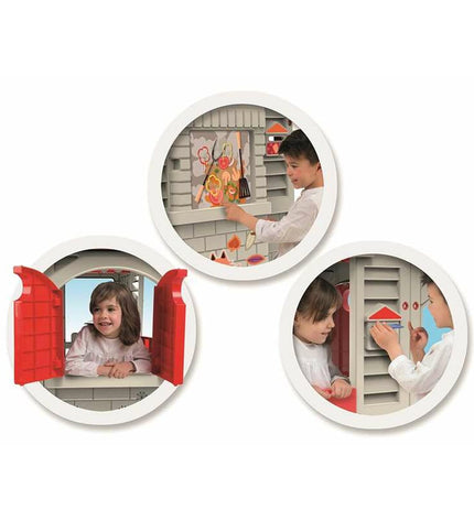 Chicos Grand Cottage XL playhouse for children, outdoor toy with windows and door, ideal for kids' outdoor play and imagination.