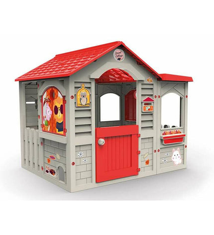 Chicos Grand Cottage XL playhouse for children, outdoor wooden toy house with windows and door, suitable for outdoor play.