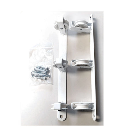 Tarrés Basic wall-mounted white clothes drying rack with three rollers, measuring 37x5x5 cm for home laundry organization.