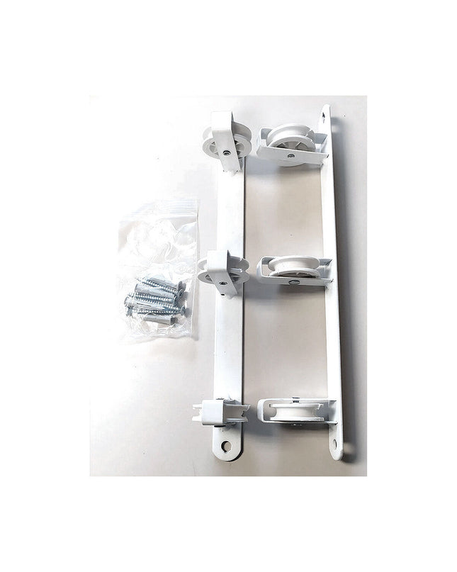 Tarrés Basic wall-mounted white clothes drying rack with three rollers, measuring 37x5x5 cm for home laundry organization.