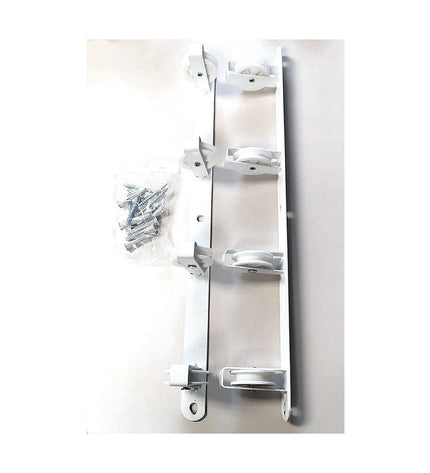 Tarrés Basic 4-rollen wall-mounted laundry line in white, made of iron with epoxy coating, measuring 47x5x5 cm for household use.