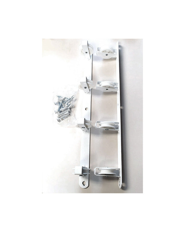 Tarrés Basic 4-rollen wall-mounted laundry line in white, made of iron with epoxy coating, measuring 47x5x5 cm for household use.