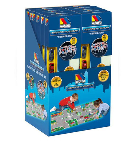 Colorful Moltó Tapijt Traffic Moltó playmat with road and city design, ideal for children's toys and game accessories.