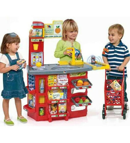 Moltó Speelgoedsupermarkt imitation playset with 20 pieces, including 103 cm supermarket and 90 cm accessories for kids' role-play