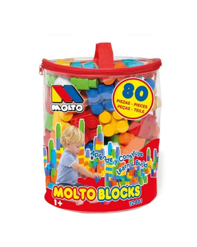 Moltó Bouwspel 12461 with 80 building pieces, colorful construction toys for creative play and building fun.