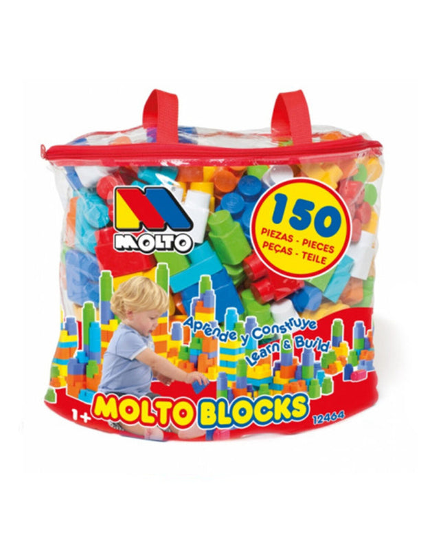 Moltó Bouwspel with 150 colorful building parts and tools, ideal for creative play and construction activities.
