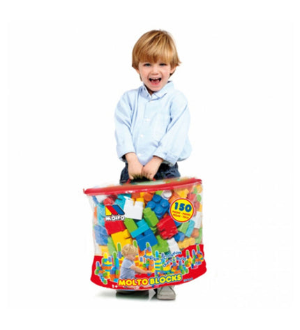 Moltó Bouwspel Moltó 12464 with 150 colorful construction pieces for creative building and imaginative play.