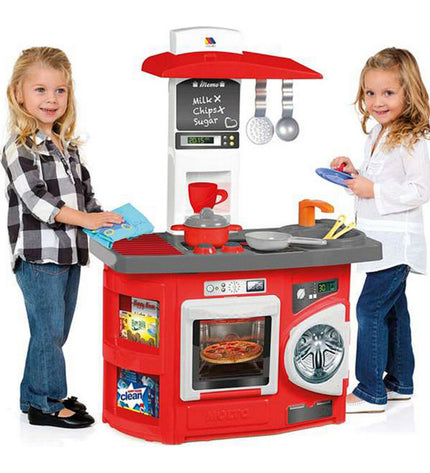 Moltó toy kitchen set in pink, 81 cm tall, designed for pretend play, with realistic stove, sink, and accessories for kids.