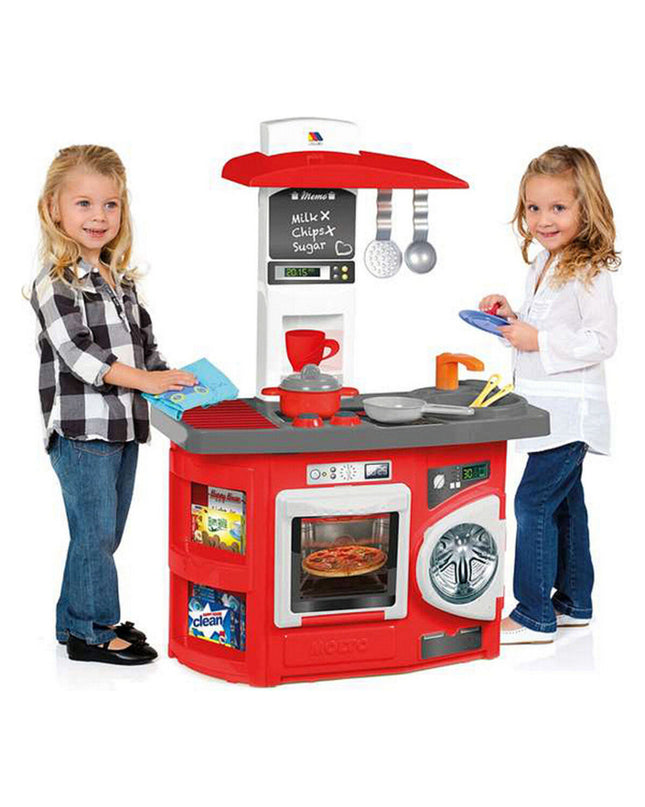 Moltó toy kitchen set in pink, 81 cm tall, designed for pretend play, with realistic stove, sink, and accessories for kids.