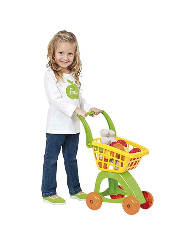 Moltó pretend play shopping cart toy in bright red and orange, designed for children's imiteerspelletjes play.