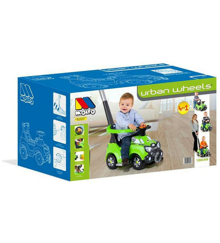 Moltó 4x4 toy quad bike for children, colorful plastic ride-on vehicle suitable for outdoor play and active fun.