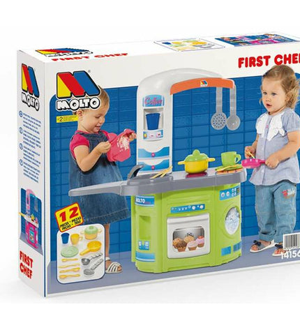 Moltó speelgoedkeuken 14156, 68 cm, with realistic kitchen accessories for imaginative play in a children's toy kitchen setting