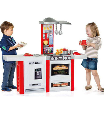 Moltó toy kitchen set with stove, sink, and storage in vibrant colors, designed for imaginative play for children.