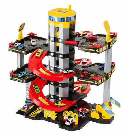 Moltó parking garage toy with five levels, featuring detailed miniature parking spaces for play and display.