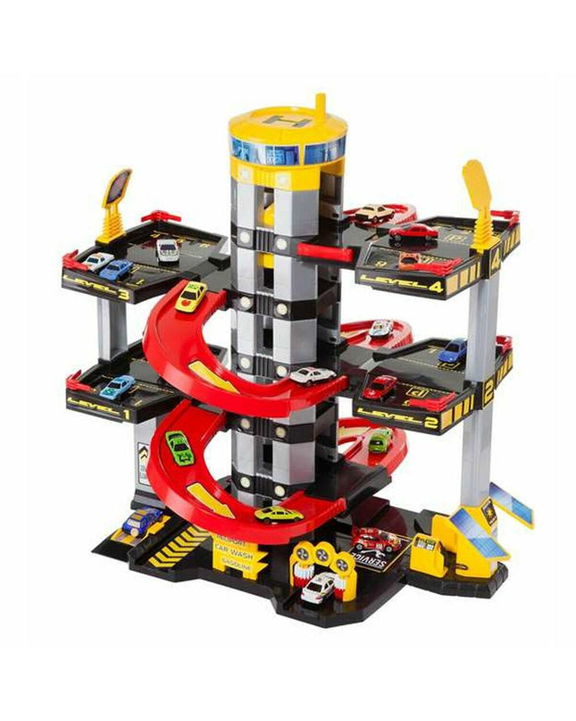 Moltó parking garage toy with five levels, featuring detailed miniature parking spaces for play and display.