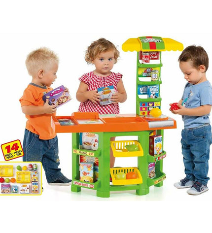Moltó Speelgoedsupermarkt Moltó 14 onderdelen imiteerspel met speelgoedwinkel en cash register, colorful playset for children
