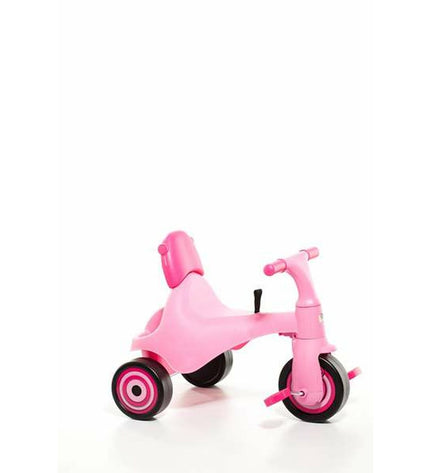 Pink Moltó Urban City tricycle for kids, featuring sturdy frame and comfortable seat, ideal for outdoor play and riding adventures.