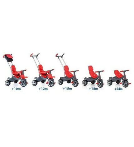 Red Moltó Urban Trike toy bike for kids, featuring a sturdy frame, adjustable seat, and safety handlebars, perfect for outdoor play.