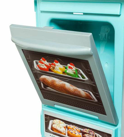 Blue Moltó toy kitchen Cook with foldable design, measuring 100x97x31 cm, ideal for children's pretend play and imaginative cooking.