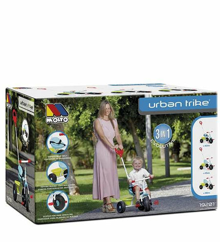 Moltó Urban Trike 3-in-1 children's bicycle with adjustable seat and handlebars, suitable for outdoor play and learning.