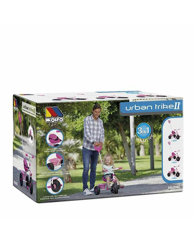 Moltó Urban Trike 3-in-1 children's three-wheeled bike for outdoor play, featuring a sturdy frame and adjustable seat.