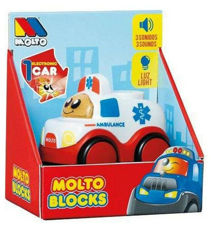 Moltó Auto met Licht en Geluid speelgoed voertuig with colorful design, featuring lights and sound effects, suitable for children.