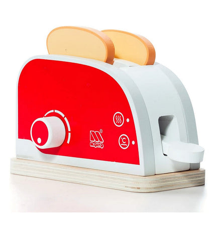 Moltó toy toaster set with pretend bread slices and utensils, designed for play and imitation games in children's toy category.