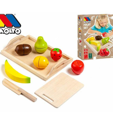 Moltó Eten speelgoedset met 9 fruitonderdelen voor imiteerspelletjes, inclusief verschillende kleurrijke fruitstukken.