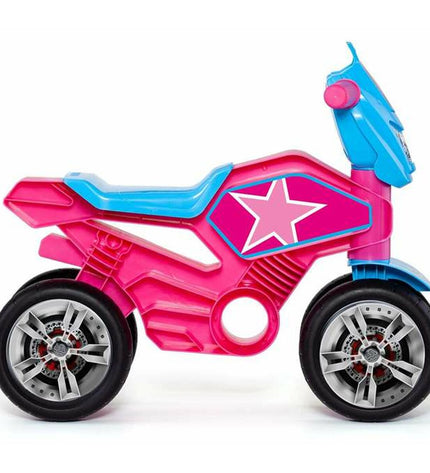 Moltó Cross Star toy tricycle for children, featuring a sturdy frame, colorful design, and three wheels for outdoor play.