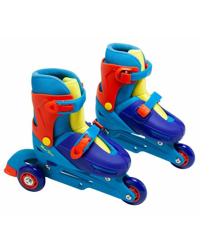 Blue Moltó adjustable roller skates for children, featuring size 31-34, suitable for outdoor play and sports.