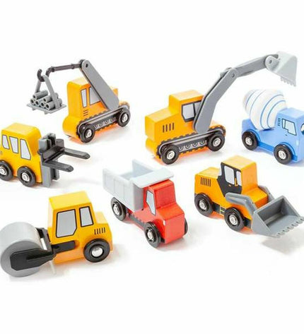 Colorful set of Moltó mini trucks toy vehicles, ideal for children’s play, featuring various small truck designs and bright colors.