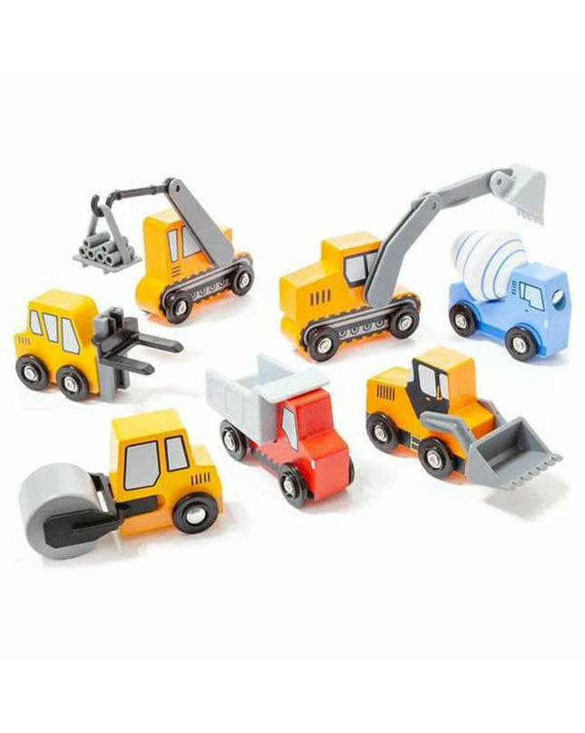 Colorful set of Moltó mini trucks toy vehicles, ideal for children’s play, featuring various small truck designs and bright colors.
